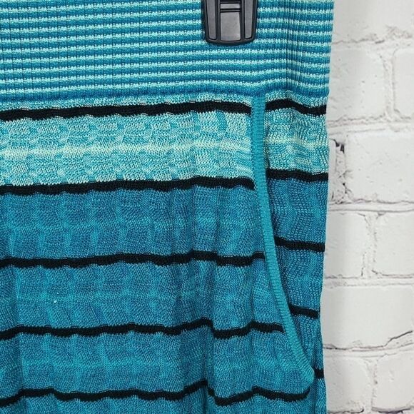 LOFT Women's Turquoise Blue Stripe Ribbed Cable Knit Sweater Skirt Soft Stretchy - Picture 6 of 11